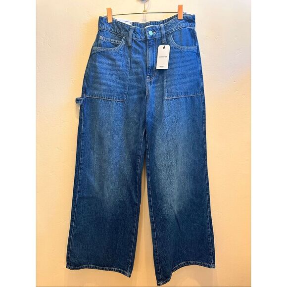 Forever 21 Wide Leg Carpenter Blue Jeans Size 28 New - Picture 1 of 5
